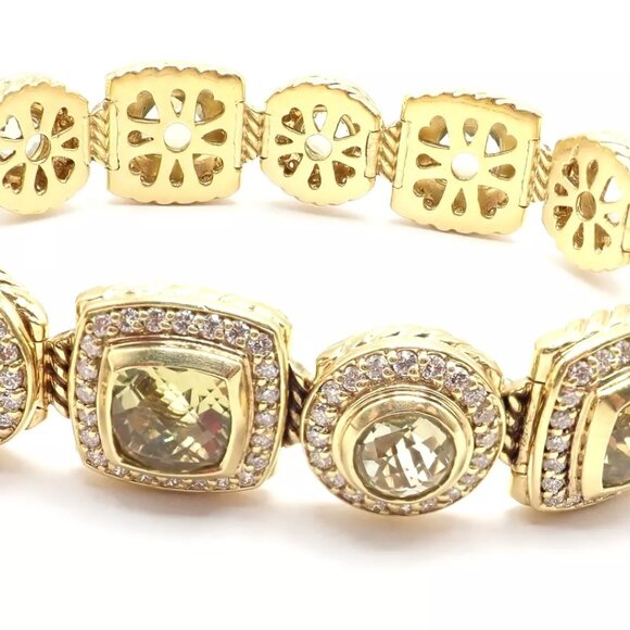 David Yurman Albion 18k Yellow Gold Diamond Lemon Citrine Link Bracelet - Picture 7 of 12